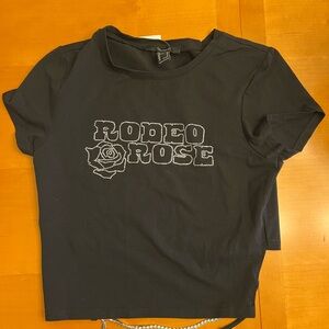 Forever 21 Black Graphic Rodeo Rose Tee